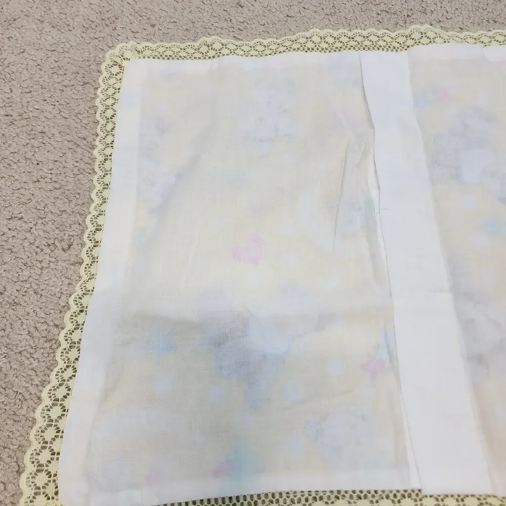 Boyds Bear Pillow Shams 16x12 Star Moon Yellow Lace Trim Cotton Handmade Nursery